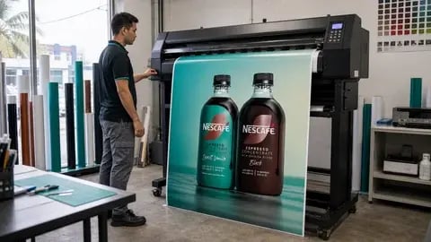 Large-format UV printing for a lorry sticker panel